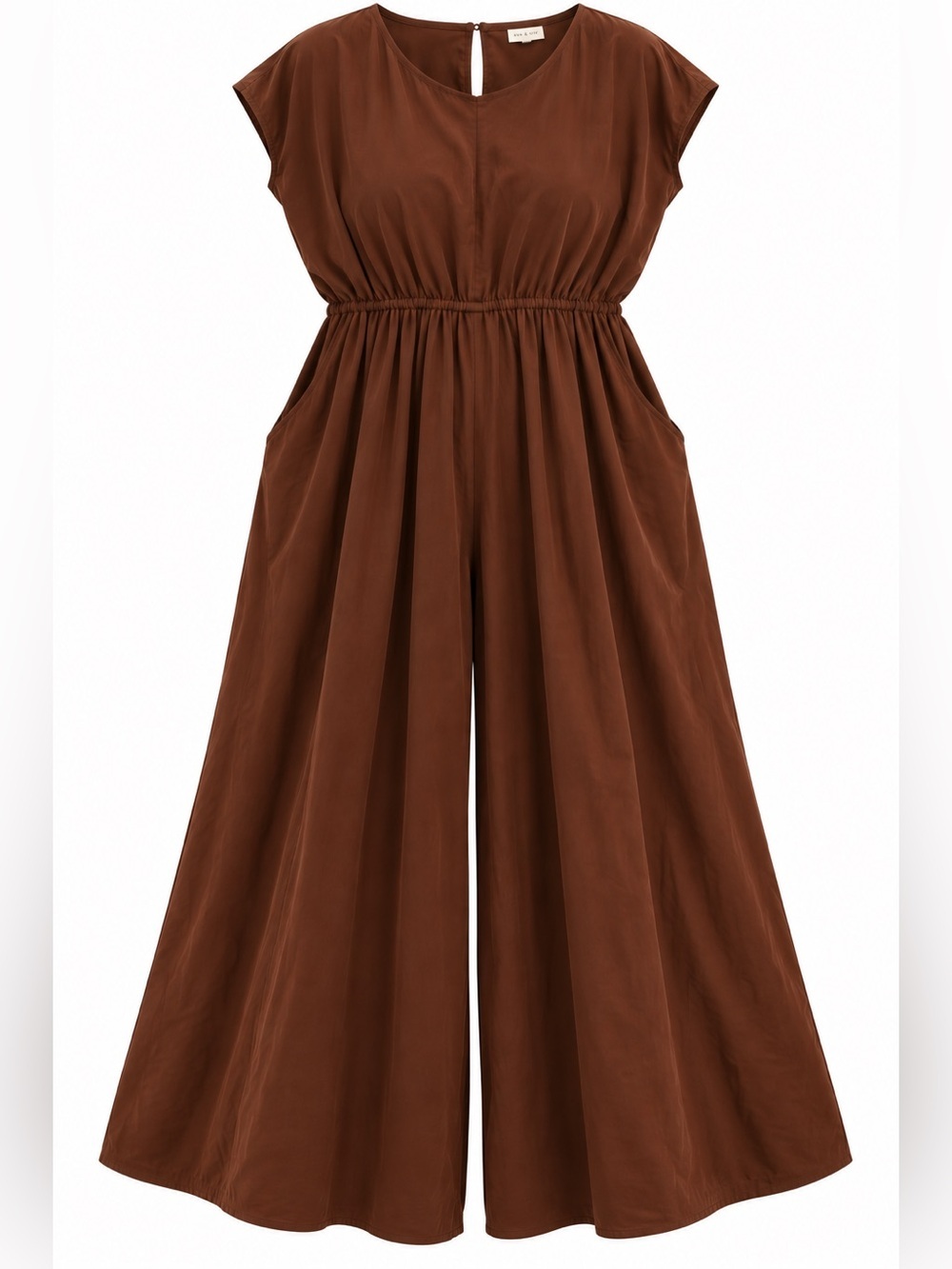 SHEIN Rust Brown V-Neck Maxi Jumpsuit